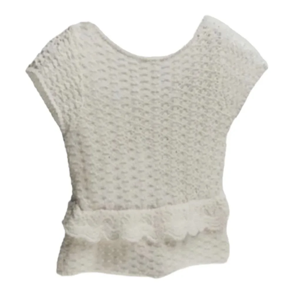 ZARA Kids | Ecru | RUFFLED CUT OUT KNIT TOP